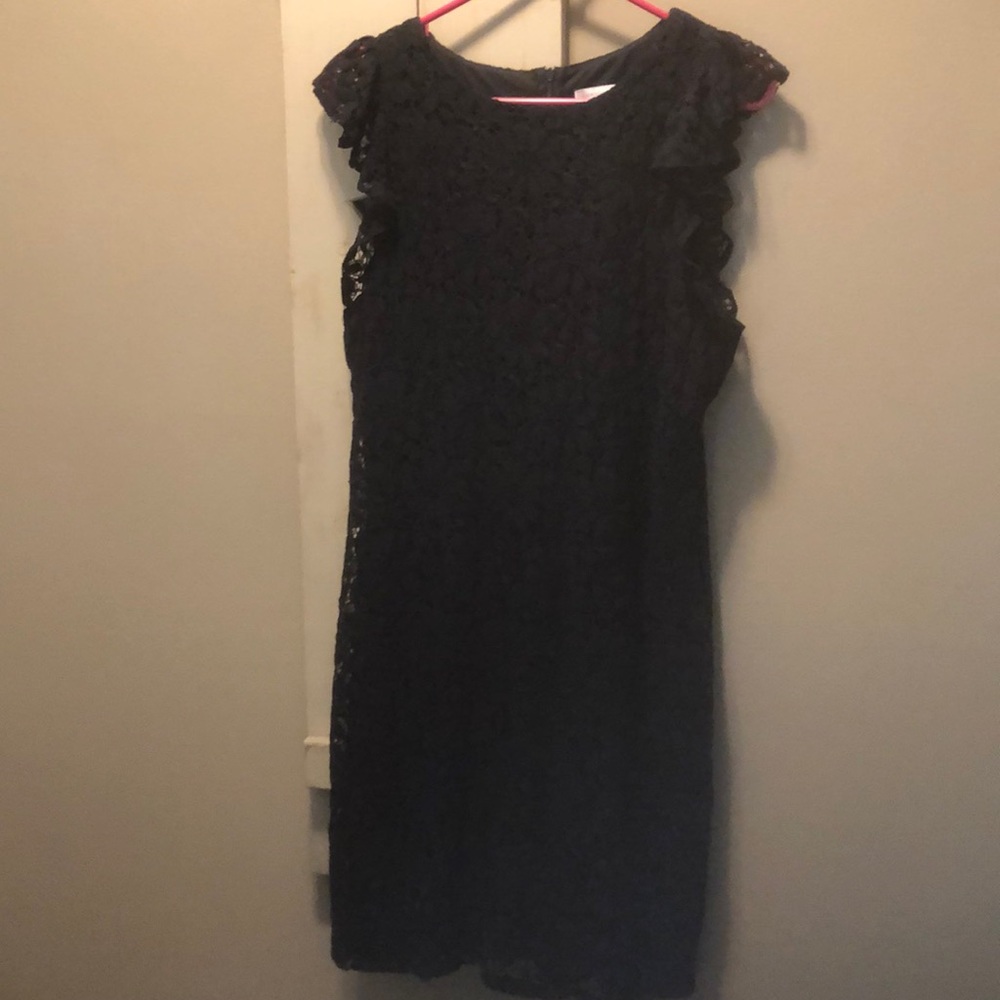 London Times Navy Lace Sleeveless Dress, Size 12